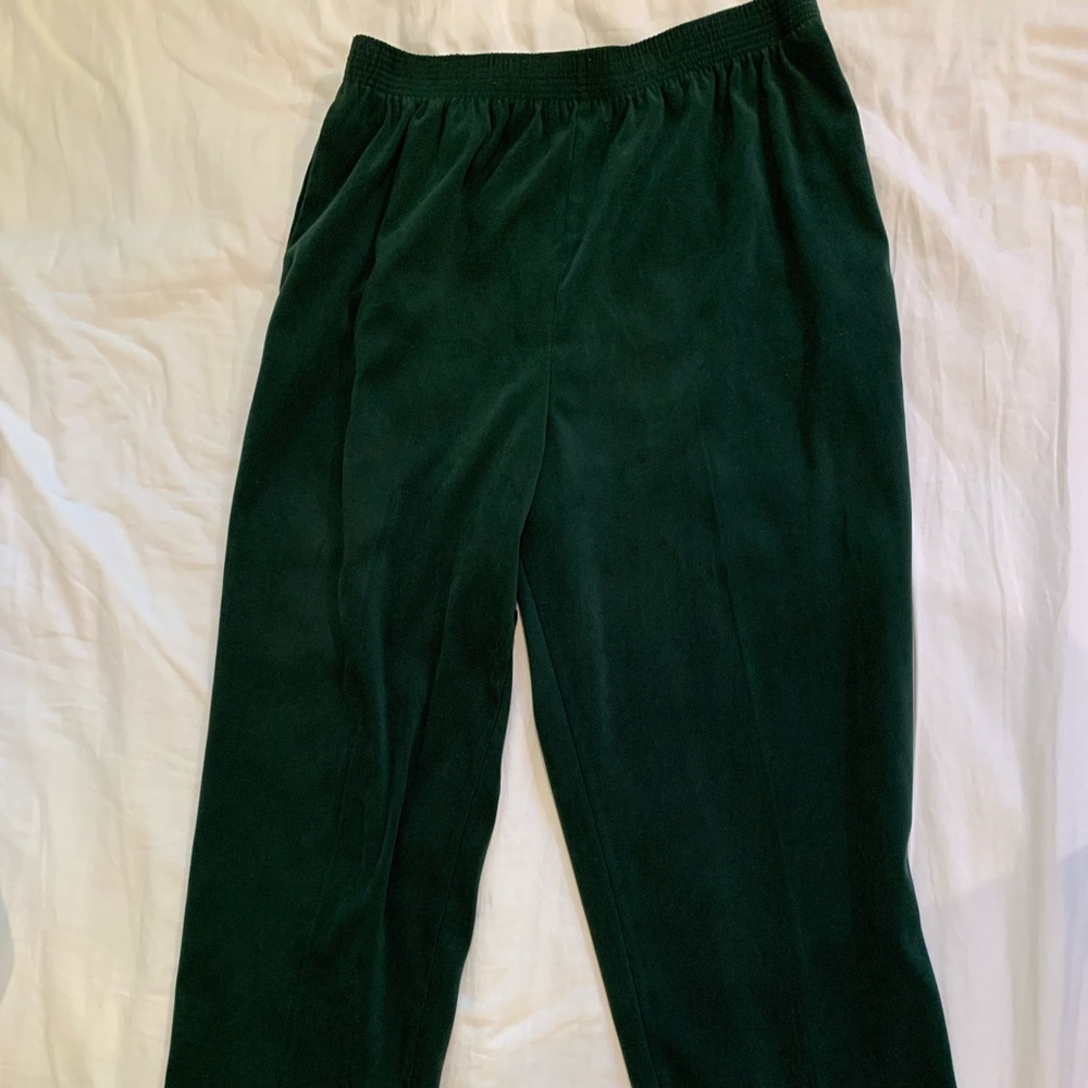 green velvety baggy pants